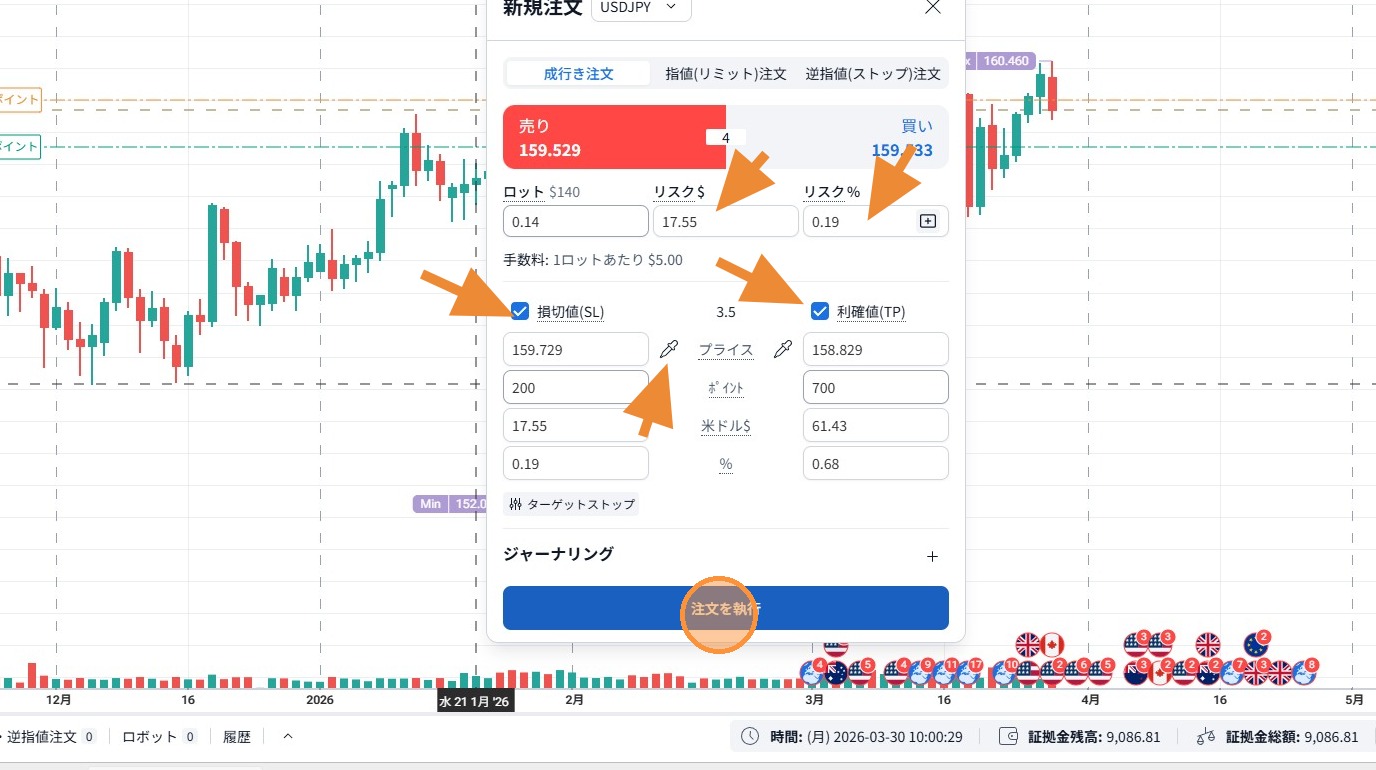 SL/TP の設定（スポイト or 直接入力）