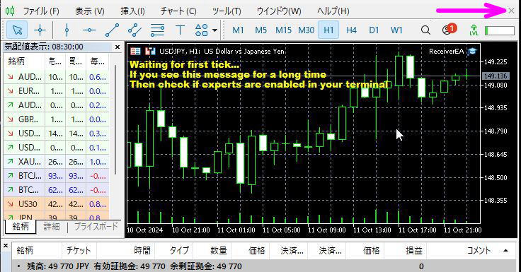 EAが入っていたチャートを閉じる
